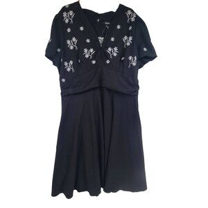 NWT Sheen Women's Short Sleeve Midi Dress Black Size 18